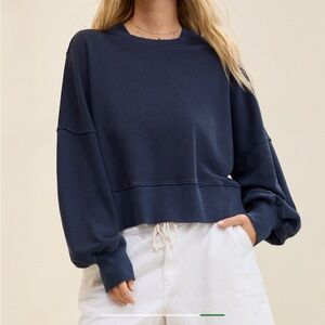 AERIE navy blue classic crew sweatshirt